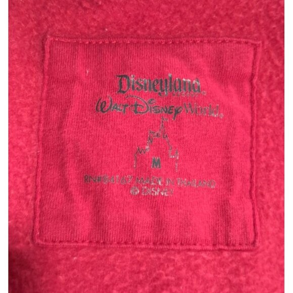 Disneyland Mickey Mouse Red Zip-Up Hoodie Medium Womens Unisex Mens Hooded Sweat - Picture 3 of 9